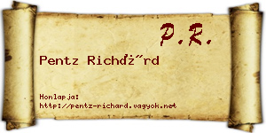 Pentz Richárd névjegykártya