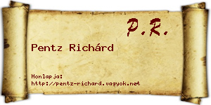 Pentz Richárd névjegykártya